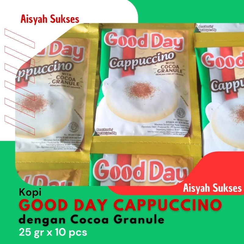 

Kopi Good Day Cappuccino 25 gr 1 Renceng Isi 10 pcs