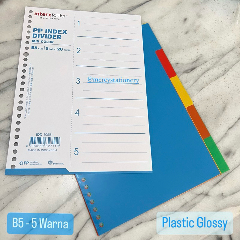 

Index Divider PP Plastik Interxfolder Warna Glossy Doff