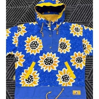 Vintage ELLESSE ITALY Sun Flower Full Print Ski Jacket
