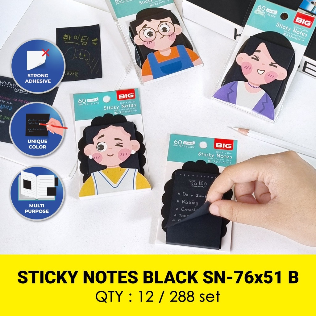 

STICKY NOTES BLACK BIG SN-76X51 B & SN-76X76 B