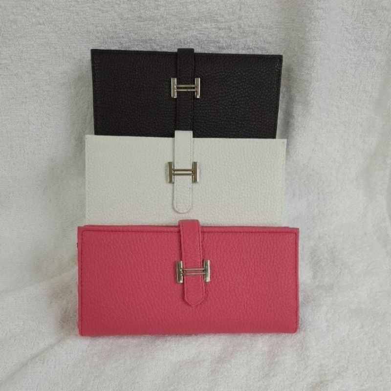 Dompet panjang lipat wanita tekstur kulit jeruk