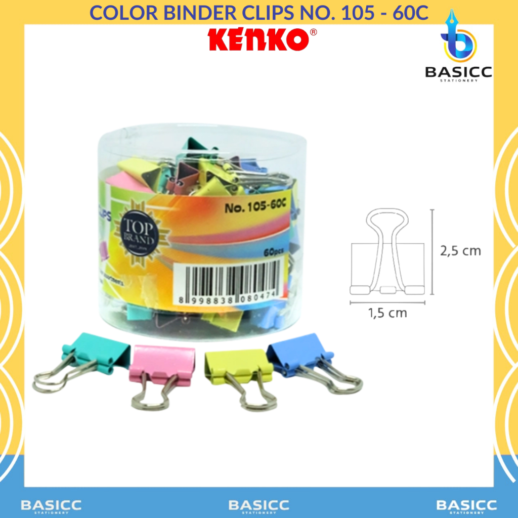 

Kenko Color Binder Clips No.105 - 60C Penjepit Kertas Warna