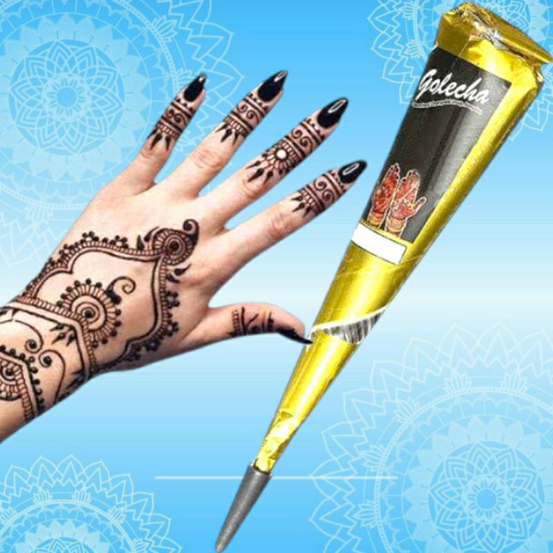 Henna Neha Cone Golecha Hitam Merah Marun size 25g - Pewarna Tangan Organik Hena Tatto Hallal Arab I