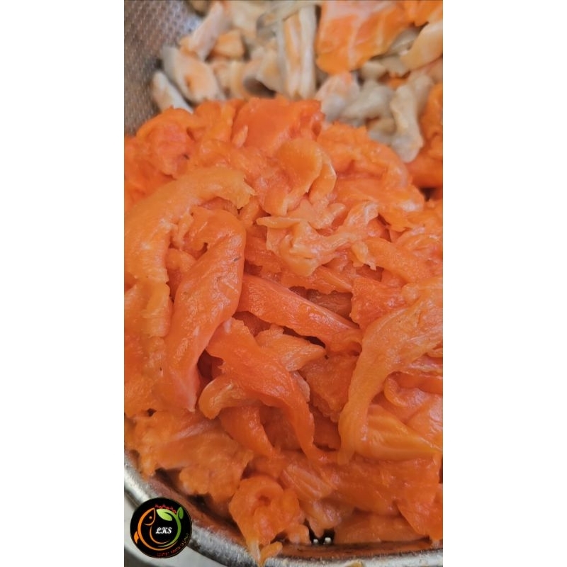 

Salmon Scrape Norwey/ Sushi Grade/ Bahan Bubur Organik MPASI BUBUR Organik GRILL TOPPING MENTAI DIMSUM SUSHI