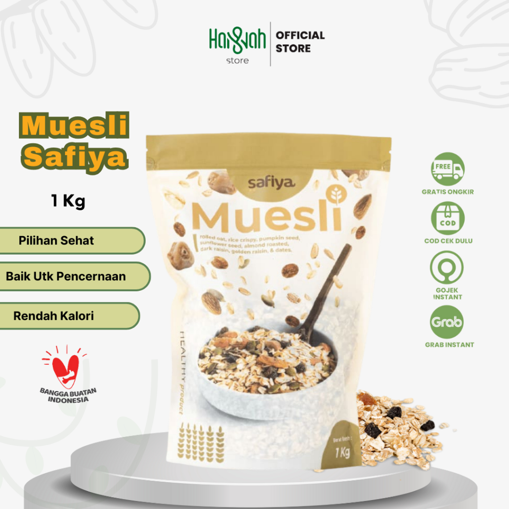 

Muesli Oatmeal Mix Dried Fruit Safiya 1 Kg - Sereal Sarapan Makanan Sehat Original Premium