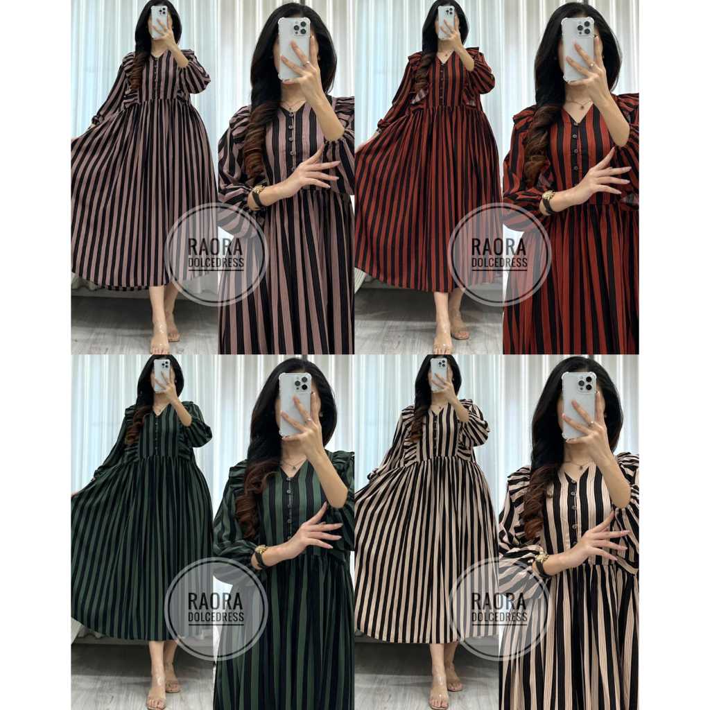 Dolcedress RAORA Midi Dress Lengan 7/8 Bahan Rayon