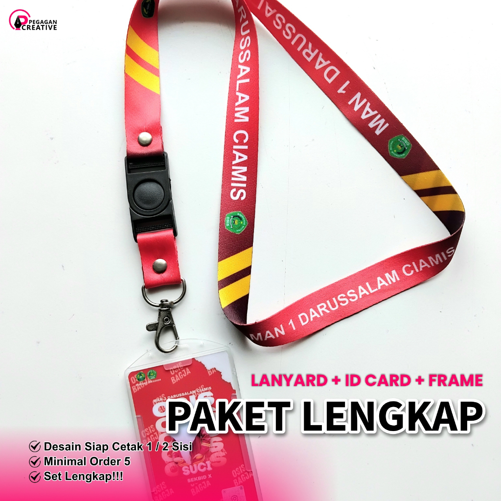 

[PAKET LENGKAP] CUSTOM TALI LANYARD / ID CARD / FRAME PLASTIK 2 SISI