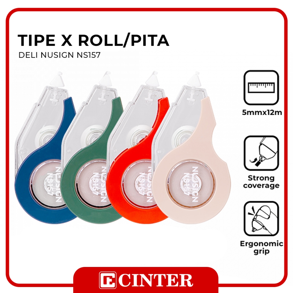 

DELI - TIP X / PITA KOREKSI / STIPO KERTAS / CORRECTION TAPE NUSIGN NS157 UKURAN 12MX5MM