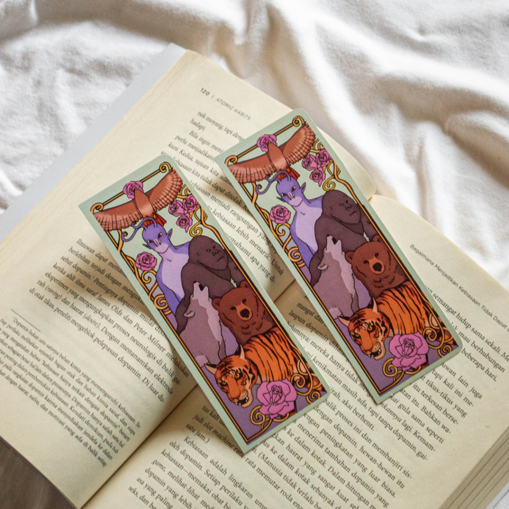 

Pembatas Buku Fantasy Reader Bookish Animal Wolf Eagle Bear Gorilla Bookmark Keren