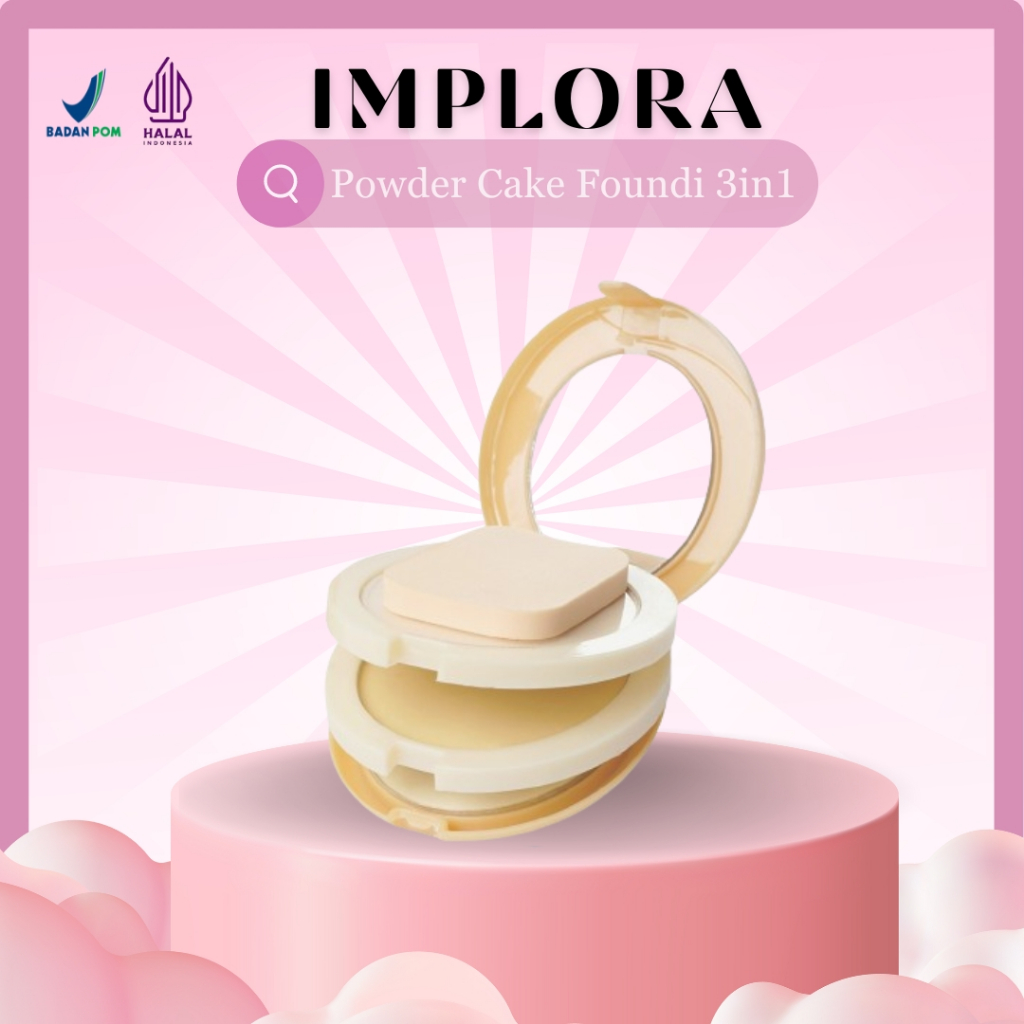 IMPLORA Bedak Suelutte Compact Powder Two Way Cake 3in1 and Complete Beauty Care 3in1 | Hati Love | 