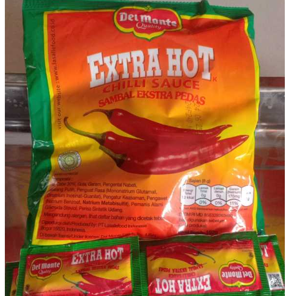 

Saus DelMonte Extra Pedas Sachet isi 24 x 8 gram - Del Monte Extra Hot