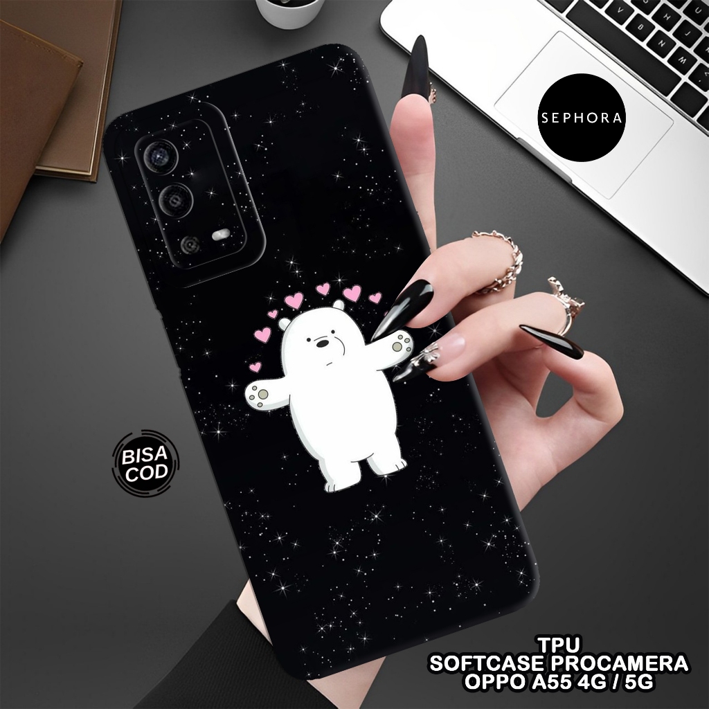Softcase OPPO A55 4G Terbaru - Fashion Case Bears - Case OPPO A55 4G - Case Pro Camera - Casing OPPO