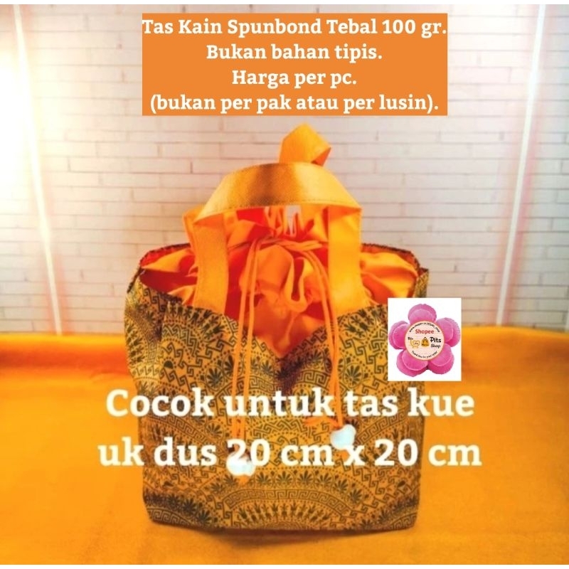 Tas Kantong Kain Bingkisan Souvenir Gift Bag Batik Kipas Orange