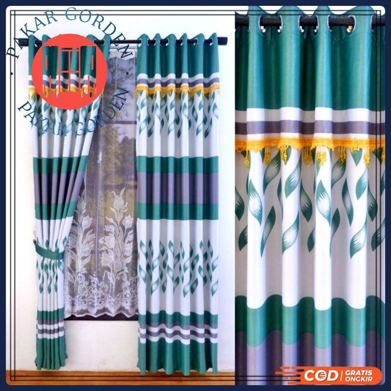 Gorden Jendela Premium Tebal aeshtetic model poni tempel toska abu hitam model semokring 6 gelombang