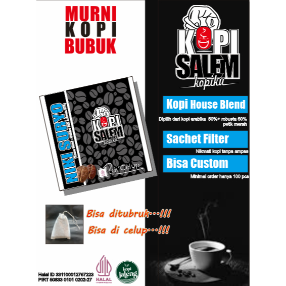 

KOPI SALEM Niki Suryo (House Blend) Bubuk Murni Sachet Filter (10 gram)