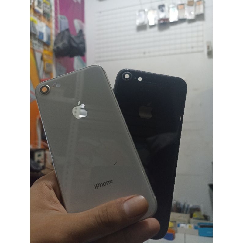 HOUSING BAHAN KACA KUAT HOSING BACKDOOR TUTUP CASING IPHONE 8 FULLSET TOMBOL