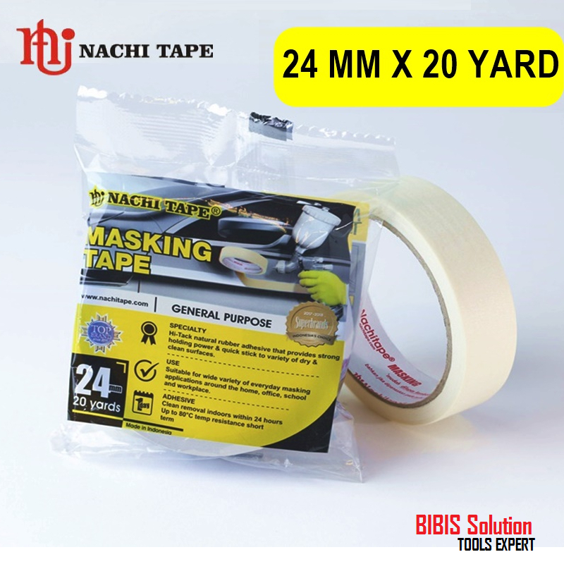 

NACHI Lakban Kertas Masking Tape 24 mm Nachi Isolasi Kertas 24mm solasi Murah meriah