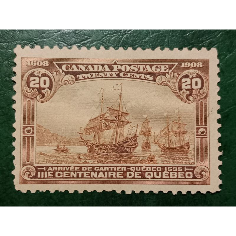

Prangko Kanada 20 Cents The founding of Quebec Tahun 1908 UN USED