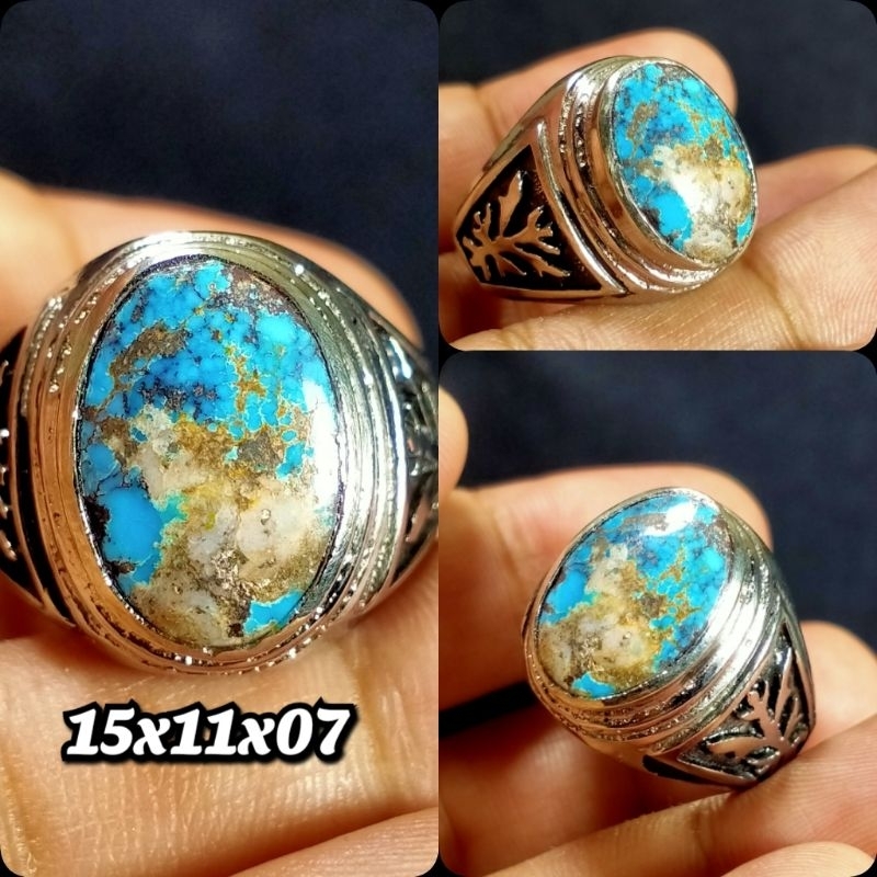 NATURAL BATU PIRUS PERSIA LAWAS BIRU KARATER TUA