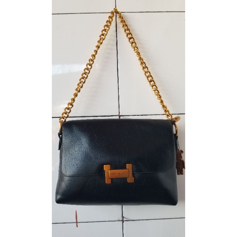 tas xifan warna hitam polos kulit sapi
