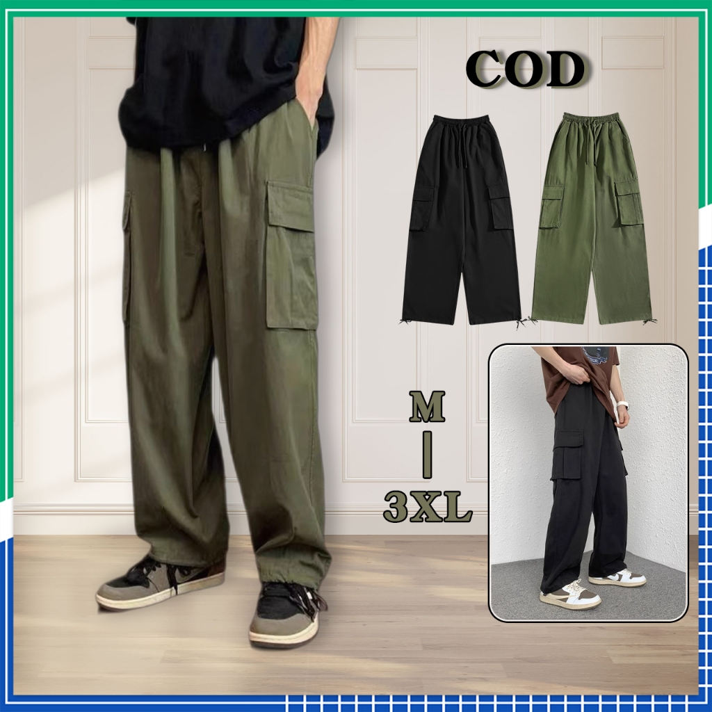 Livveharft Celana cargo pants pria 5 Saku Celana Cargo Panjang Pria Kargo celana cargo fit loose cel