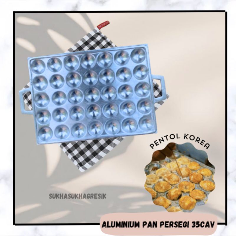 CETAKAN PERSEGI 35 Lubang Cetakan Kerak Telur Puyuh Goreng Takoyaki Pentol Korea Bahan Aluminium
