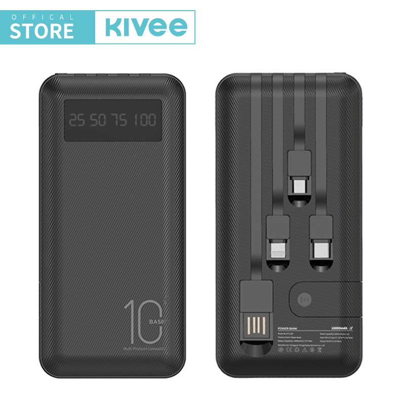 KIVEE Powerbank 20000 mAh fast charging power bank Murah Mini with 3 kabel data Original