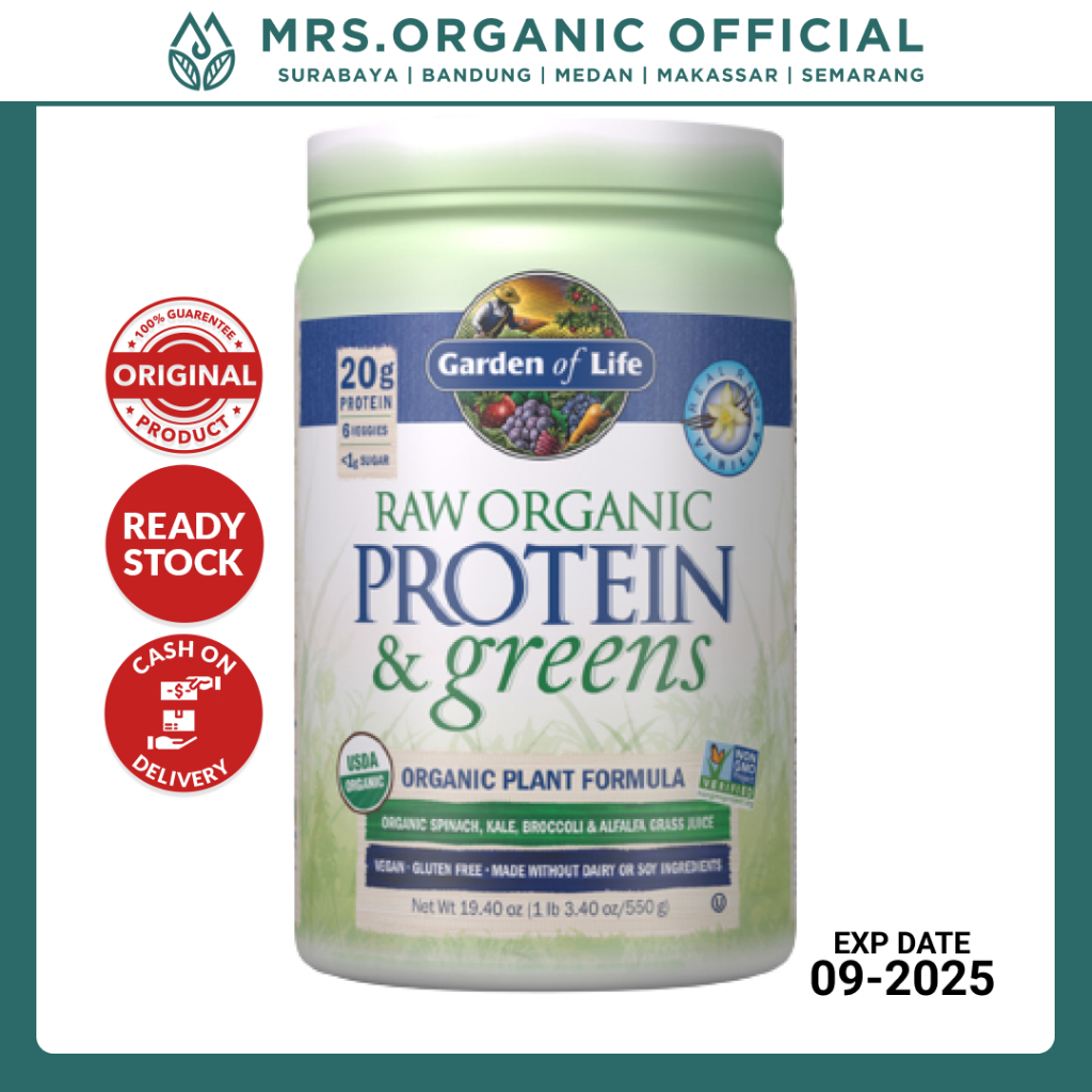 

Raw Organic Protein dan Greens Rasa Vanilla Garden of Life 550 g