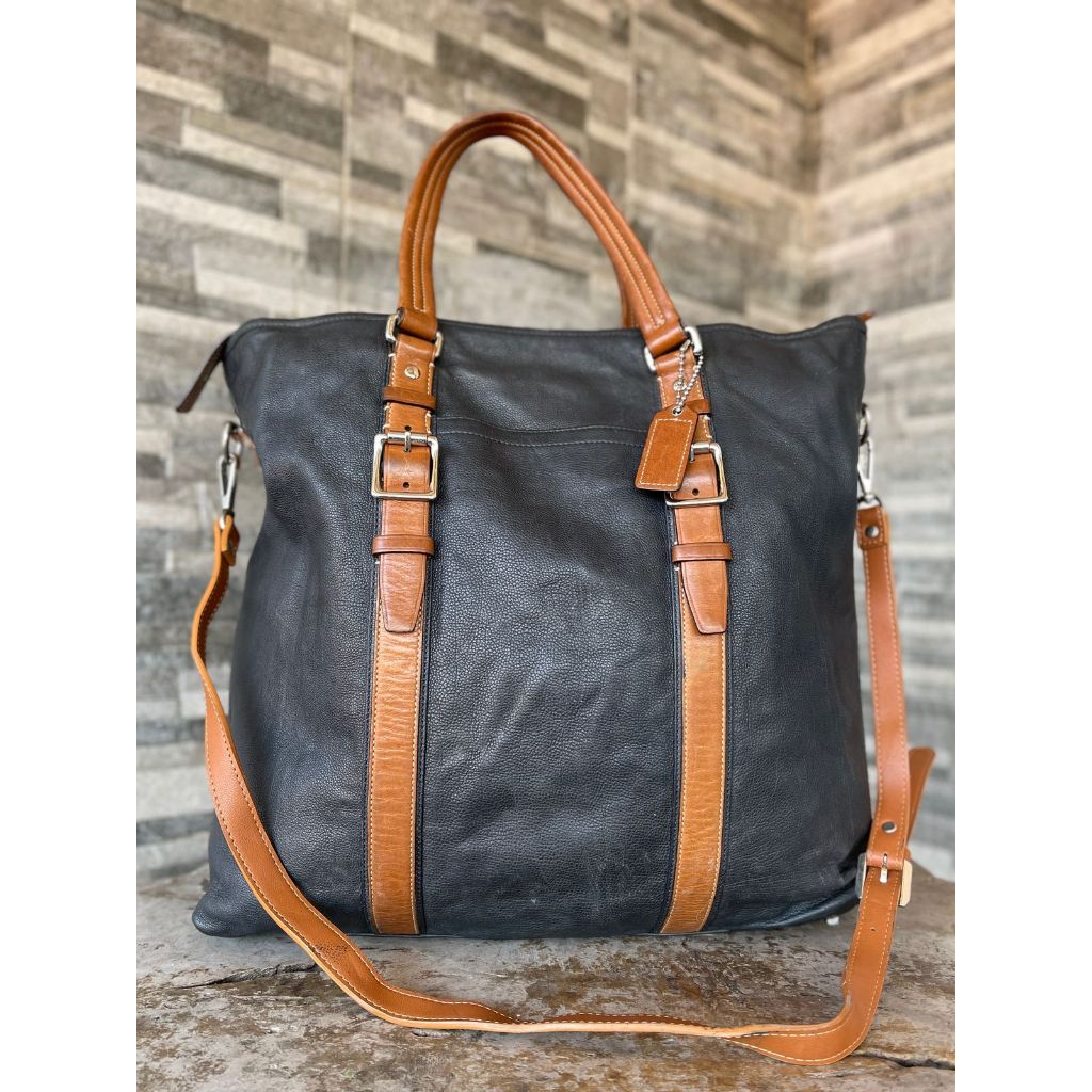 Tas Sling Wanita Original 100% - Coach Black Brown Men's Leather