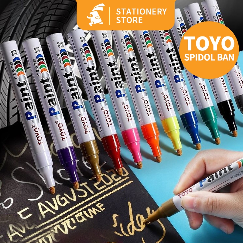 

spidol permanen TOYO/Spidol ban paint marker mobil motor/Paint Marker Paint Tahan Air dan Anti Luntur-Rabbit Stationery