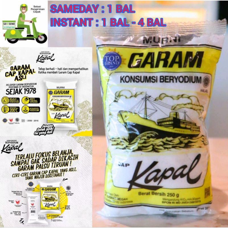 

( 1 BAL GARAM CAP KAPAL ) PROMO FLASH SALE FREE ONGKIR GRATIS ONGKIR + DISKON CASHBACK XTRA GARAM CAP KAPAL 250GRAM 250 gr ISI 40 PCS 1 BALL SEGEL PABRIK.