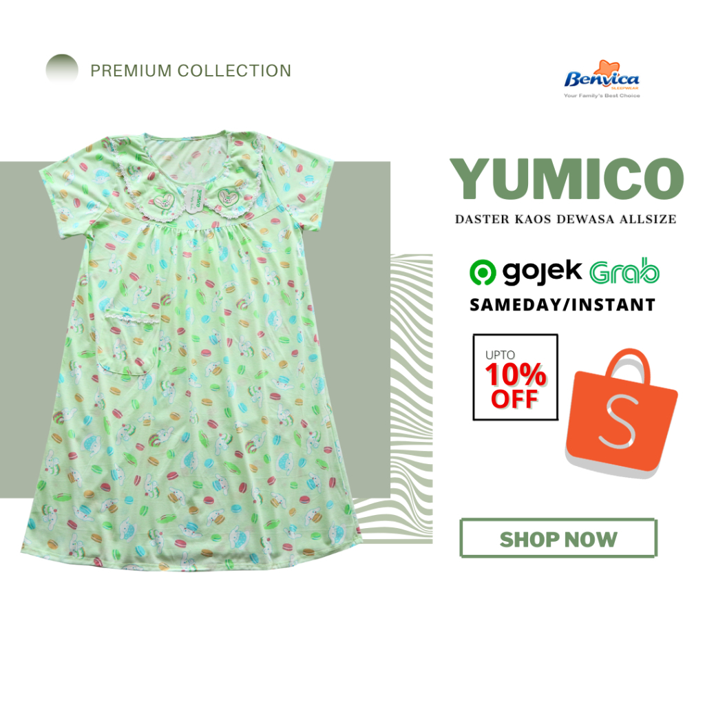 BAJU TIDUR DASTER KAOS PREMIUM YUMICO KANCING ALL SIZE