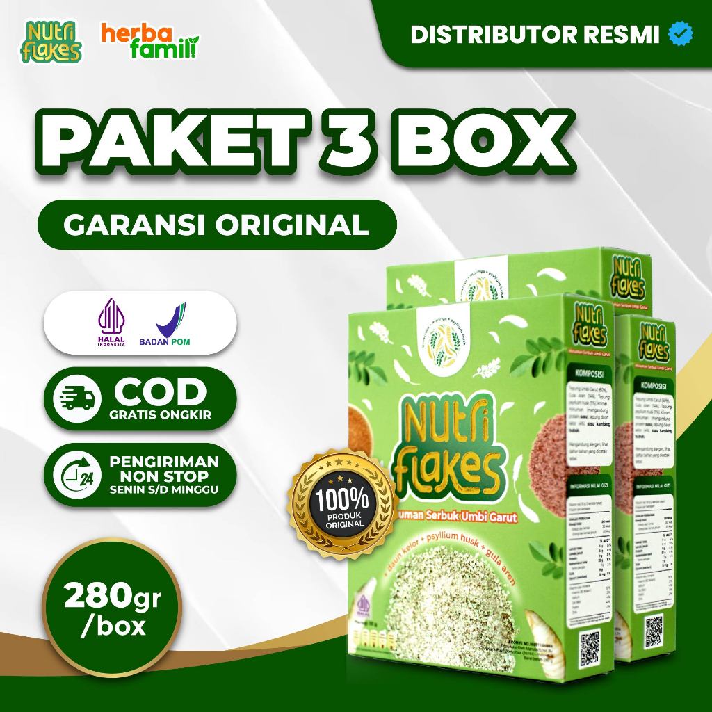 

PAKET 3 BOX NUTRIFLAKES SEREAL SEHAT TUNTASKAN ASAM LAMBUNG TANPA EFEK SAMPING 100% 280 GRAM