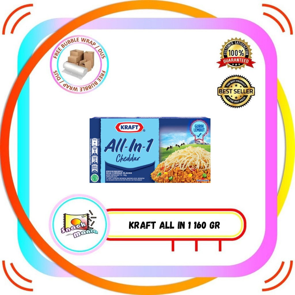 

Kraft All In 1 Keju Cheddar Cheese 160 gr Chedar Balok Blok Kotak