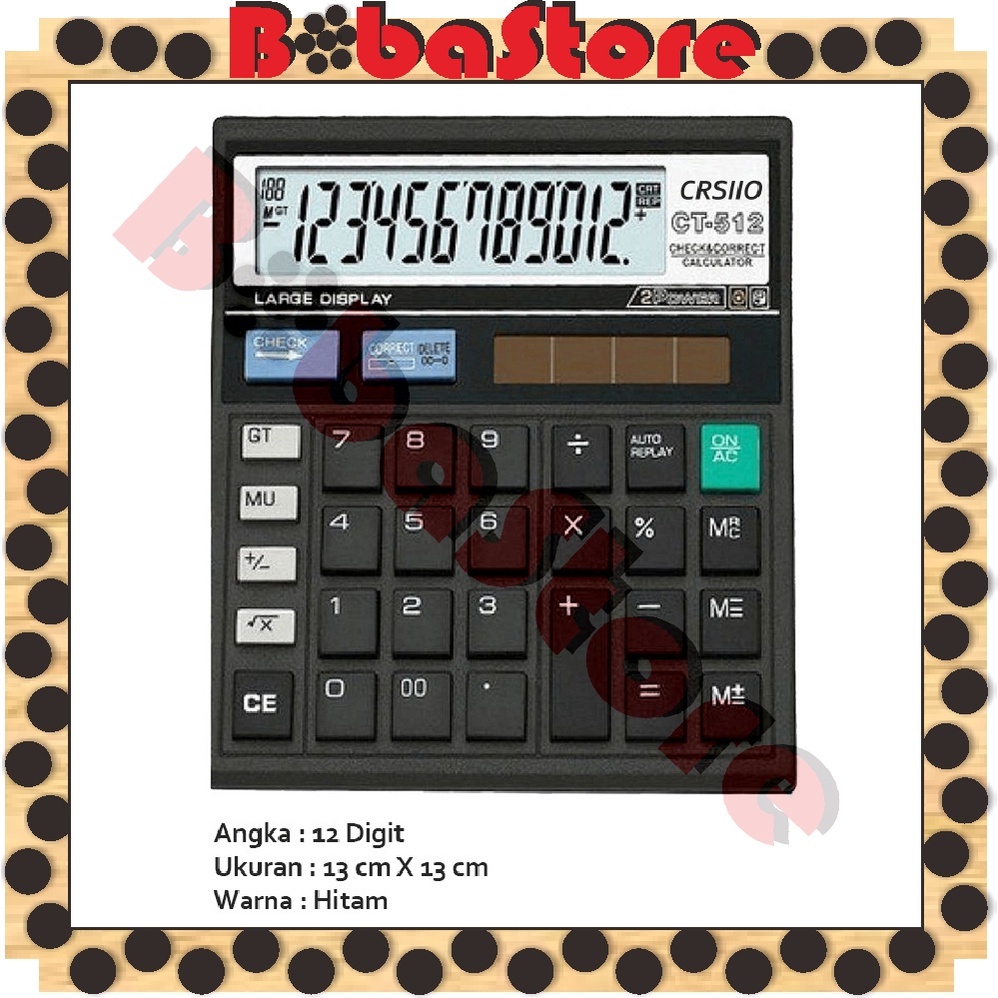 

Kalkulator CITIZEN CT 512 12 Digit - Calculator Check Dual 2 Power