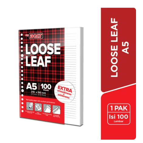 

( StaLand / DAPAT 1 PAK ) LOOSE LEAF BIG BOSS A5 100 / Kertas Binder File Big Boss A5 100 Lembar Asli