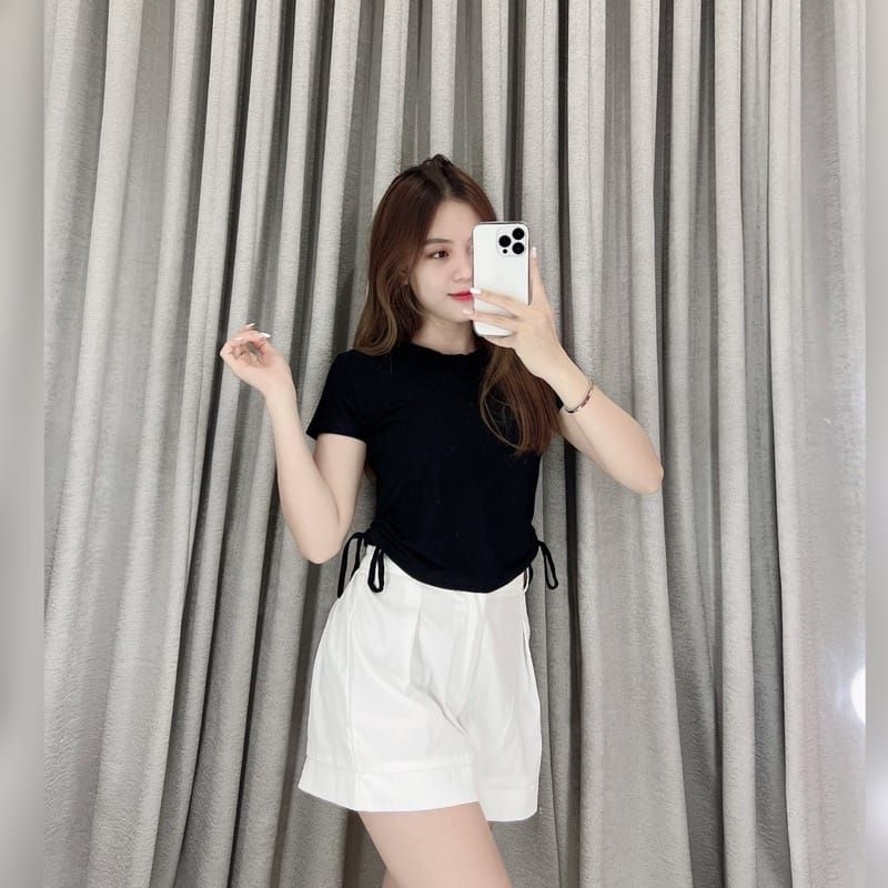 Crop Top Serut Samping/Atasan Kaos Wanita Serut Samping Kekinian