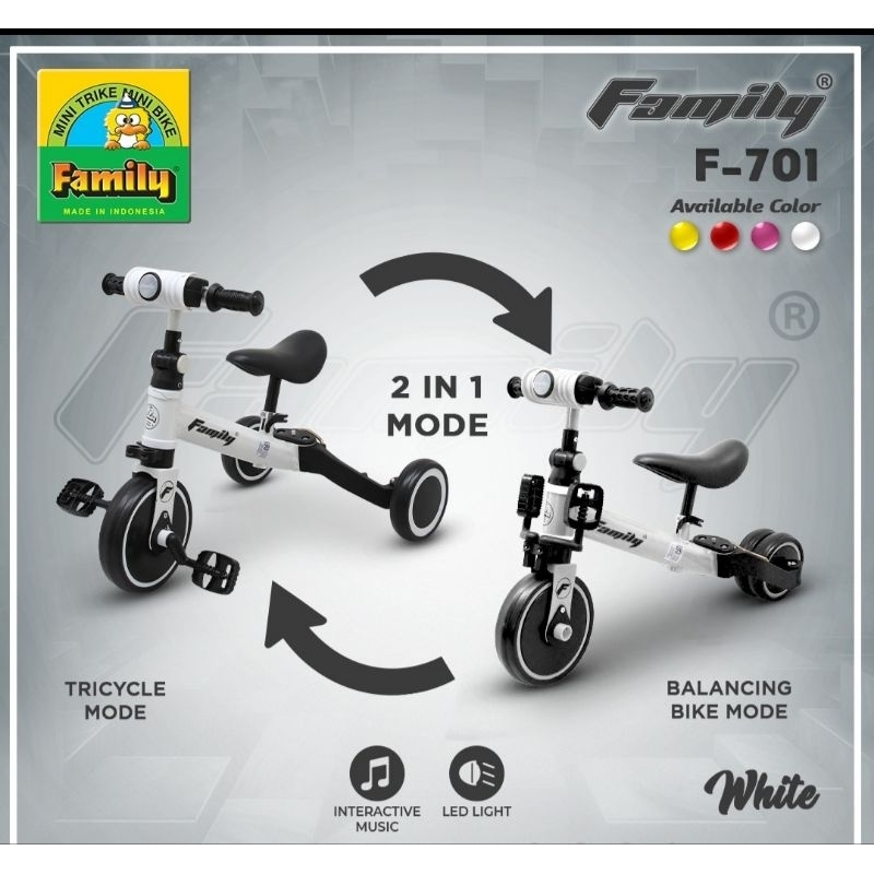 Family Balance Bike F701 Sepeda Anak 2 In 1 Roda 3 Kekinan Mainan Anak
