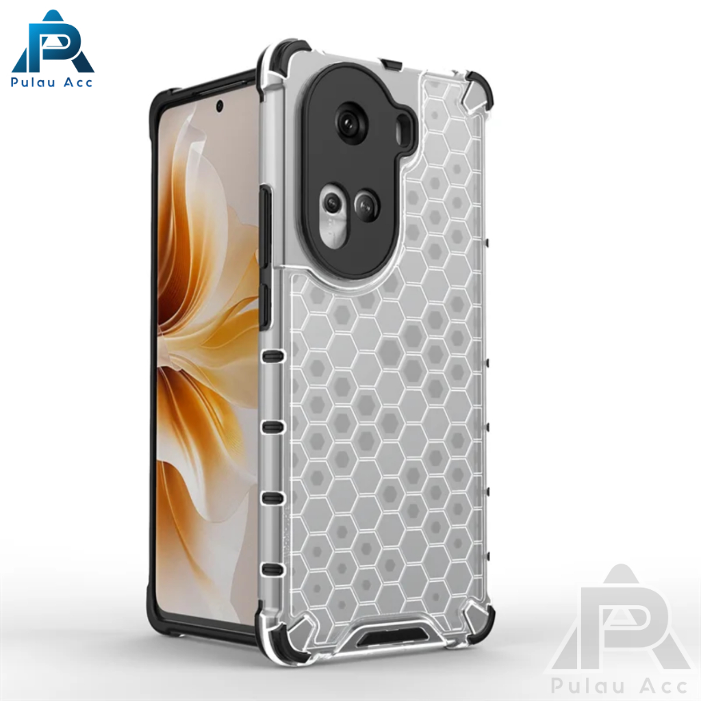 Hardcase Honeycomb Transparan Oppo Reno 11 5G Clear Shockproof Hybrid Armor