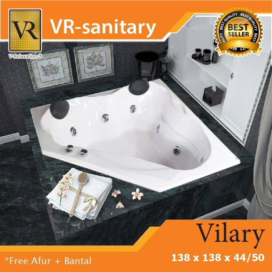 VR Bathtub Corner Vilary + Whirlpool Jacuzzi