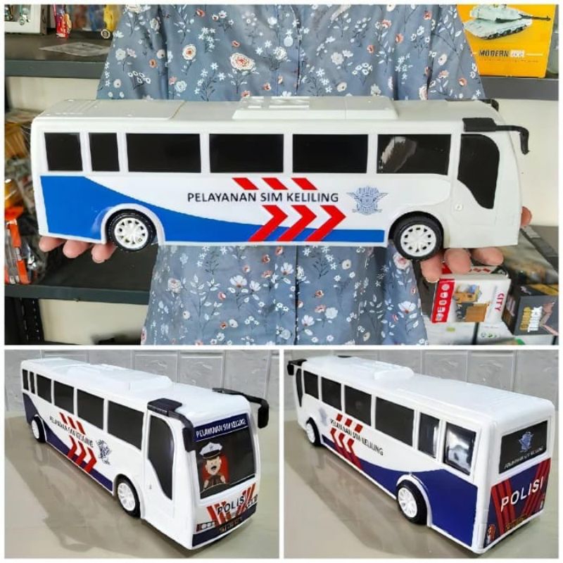 Mainan Bus Polisi Besar Panjang jalan Tanpa Baterai Model Friction - Mainan Mobil Mobilan Bis Police