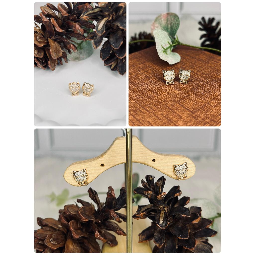 ANTING TUSUK KUCING PERMATA LAPIS EMAS ANTI LUNTUR