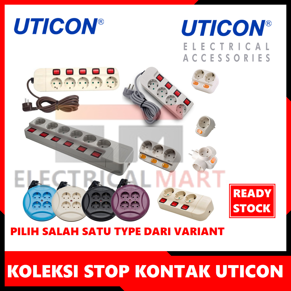 Stop Kontak Uticon 1 2 3 4 5 6 Lubang + Saklar + Kabel 1.5 3 M Kabel Rol Terminal Kuningan Grosir