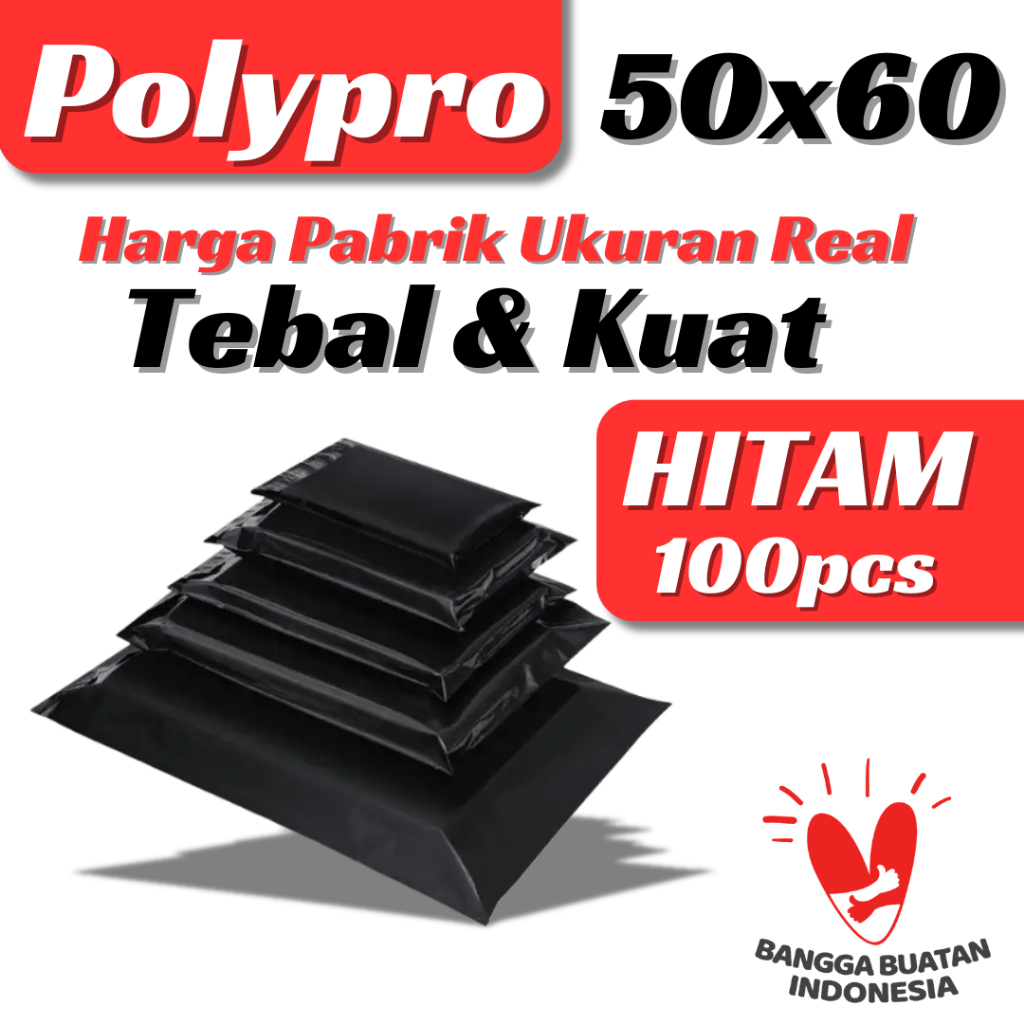 

(100pcs) Plastik Packing Online HITAM 50x60 / Polymailer Warna Matte / Glossy Premium