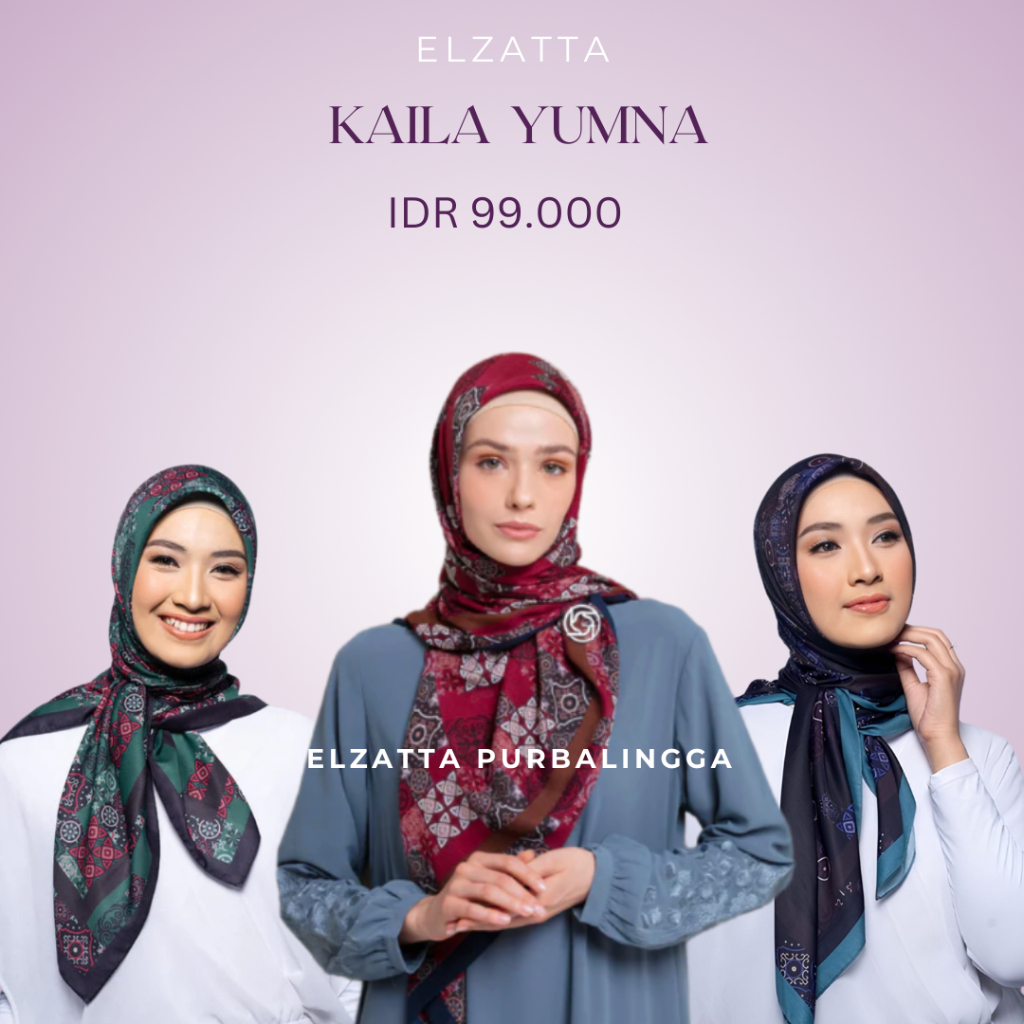 Elzatta Jilbab Segiempat Kaila Yumna Hijab Segi Empat Motif Elzatta