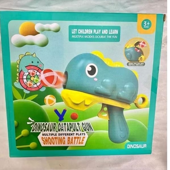 mainan anak laki cowok tembakan bentuk dinosaurus kepala dino peluru bola sasaran tembak melatih ket