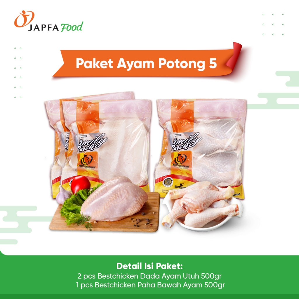 

Paket Ayam Potong 5 - Bundling Bestchicken Dada Ayam Utuh & Paha Bawah Ayam