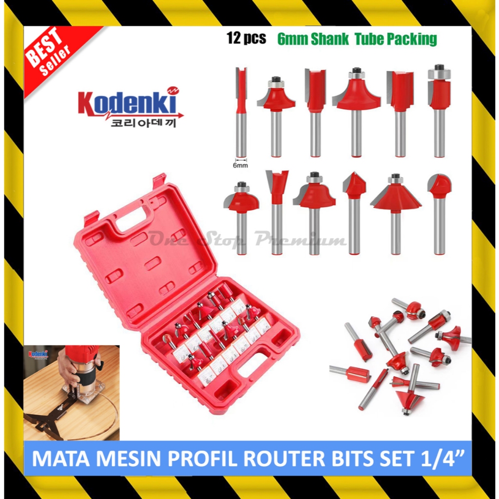 ALAT MATA MESIN PROFIL PROPIL WOOD ROUTER RUTER TRIMMER TRIMER ROTARY FILE BIT BITS SET BENTUK UKIR 