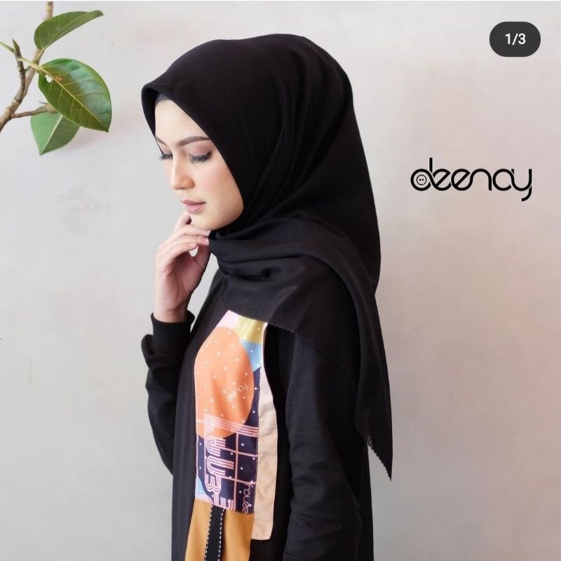 DEENAY- Liza Hitam Hijab Segi Empat Polos Original