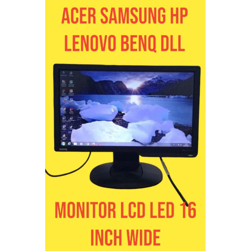 Monitor LCD LED 16 inch wide Acer Samsung Hp Lenovo BenQ dll